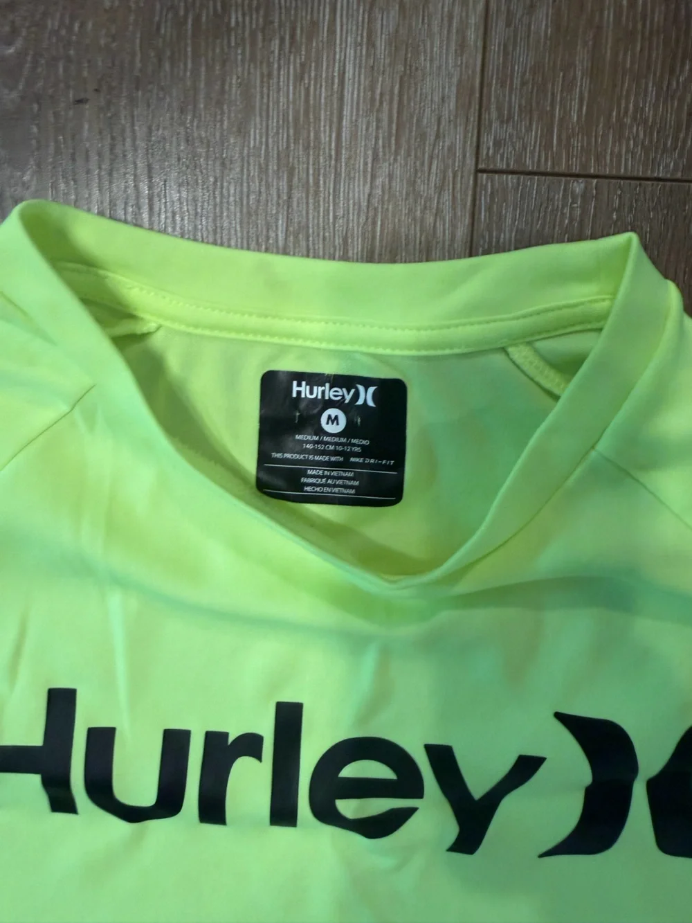 Hurley Teal Palm & Neon Yellow Boy’s Rash guard and swim trunks
